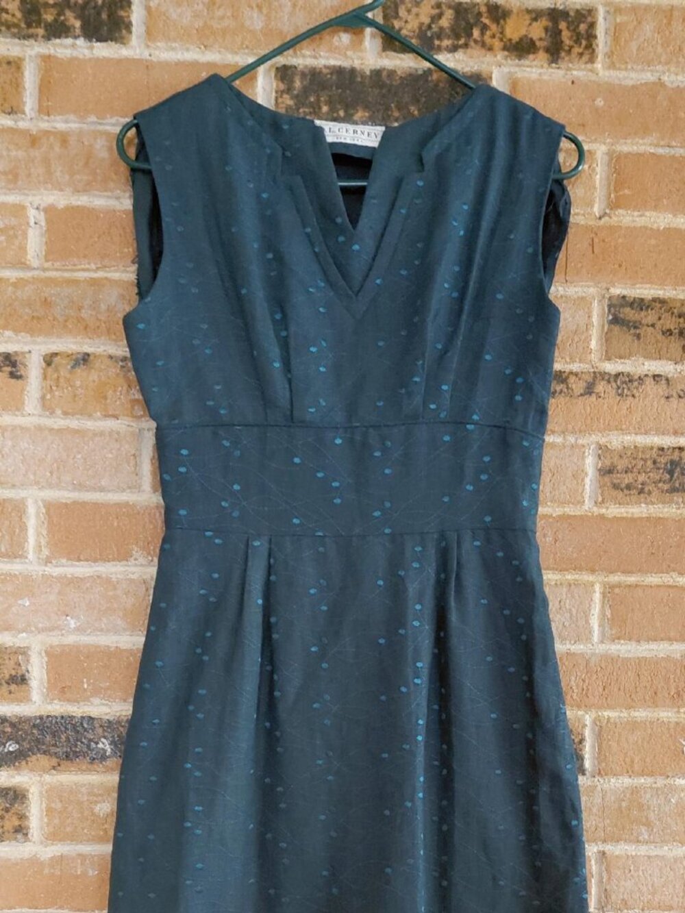 Vintage D L Cerney Teal Linen Midi Dress